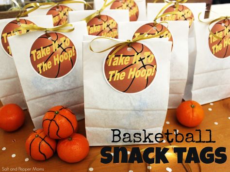 Basketball Snack Tags. Printable! Basketball Team Treats, Team Snack Bags, Basketball Snacks, Basketball Treats, Sports Snacks, Basketball Team Gifts, Basketball Playoffs, Team Snacks, Basketball Party