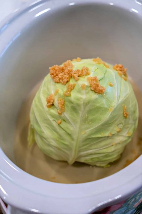 If you haven't made a whole head of cabbage in slow cooker it's so easy! Gets it tender to the core in just a few hours. Healthy side dish. Cabbage In Crockpot, Cabbage Slow Cooker, Crockpot Cabbage Recipes, Easy Cabbage Recipes, Cabbage Side Dish, Cabbage Recipes Healthy, Crock Pot Cabbage, Braised Cabbage, Keto Crockpot Recipes