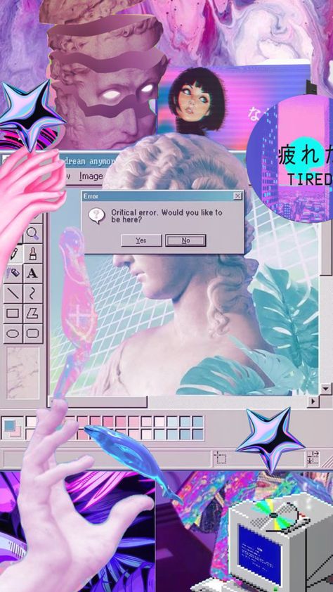 Blue Vaporwave Aesthetic, Pink Blue Purple Aesthetic, Vaporwave Collage, Purple Vaporwave, Vaporwave Statue, Pink Vaporwave, Bedroom Y2k, Vaporwave Tumblr, Pastel Goth Room