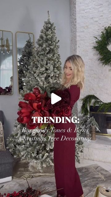 Marina Barghouti on Instagram: "Trending Holiday Decor: Burgundy & Bows ✨
Decorating my #christmastree #2 and sharing step by step process with you!
✨ Comment: BURGUNDY and I’ll send you all the links to shop! 
✨ Link in Bio & stories to shop my Amazon storefront for all the Christmas decor and looks 
✨ Shop at @thechristmaspalace and use my special code MARINA20 at checkout for 20% off site wide 
Happy Decorating! 
Love, Marina 🤍
.
.
.
@marina.b.style #interiordesign #homedecor 
#christmasdecor #holidaydecor 
.
.
.
#homedecoration #homedecorating #homestyling #christmasiscoming #christmastime #christmasdecorations #christmasdecorating #christmasdecoration #holidays #holidayseason #holidaydecorating #howto #decor #decorate #fyp #foryou #réel #reels #burgundy" Burgundy And Black Christmas Tree, Burgundy Christmas Tree Decorations, Burgandy Christmas Decorations, Maroon Christmas Decorations, Burgundy Christmas Tree, Burgundy Christmas Decor, Burgundy Christmas, Red Christmas Tree, Black Christmas Trees