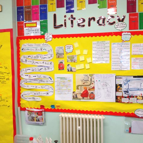 Whole wall - word collectors, text map, wagoll, use explanation to complete diagram Pie Corbett, Collaborative Learning Spaces, Map Display, Literacy Display, Learning Wall, Explanation Writing, Working Wall, Tutoring Business, Explanation Text