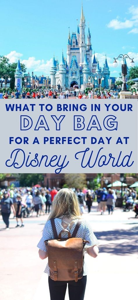 What to bring in a day pack for Disney. Want to know how to survive long days in a theme park with little kids? This packing list for Disney with a toddler, baby, or kids will help! Everything you need in your bag for a day at the parks! Traveling To Disney World With Kids, Purse For Disney World, Disney Day Pack List, What To Bring To A Theme Park, Packing Disney World, Disney In A Day, Wdw Packing List, Florida Packing List For A Week Kids, Disney Weekend Trip Packing