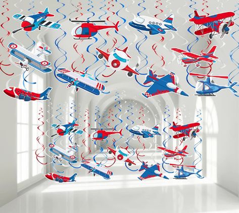 30 Pieces Airplane Hanging Swirls Decoration Airplane Party Supplies Airplane Foil Swirls Airplane Ceiling Whirls Airplane Spiral Streamers for Airplane Theme Party Baby Shower Birthday Party Favors Aeroplane Theme Birthday Party Decor, First Birthday Boy Airplane Theme, Airplane One Year Old Birthday, Airplane Birthday Backdrop, Airplane Themed Birthday Party Zazzle, Airplane Decor, Airplane Theme, Airplane Party, Airplane Design