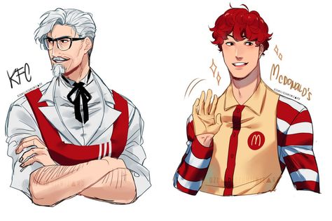 Artist Reimagines Fast Food Mascots as Anime Characters and the Internet Can't Get Enough of Them Food Gijinka, Characters As Humans, Cartoon Characters As Humans, Human Version, Fast Foods, Human Logo, Cartoon As Anime, As Humans, Anime Version