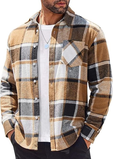 Mens Flannel Shirt, Casual Outerwear, Flannel Jacket, Mens Flannel, Long Sleeve Flannel, Autumn Fashion Casual, Plaid Flannel Shirt, Men's Wardrobe, Shirt Long Sleeve