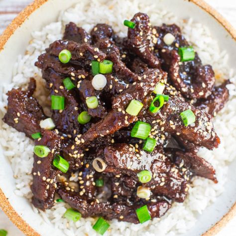 P.F. Chang's Mongolian Beef (Copycat Recipe) Mongolian Beef Recipes, Averie Cooks, Mapo Tofu, Mongolian Beef, Chicken Lettuce Wraps, Copycat Restaurant Recipes, Broccoli Beef, Copycat Recipe, 30 Minute Meals