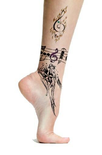 Music tattoo Celtic Music Tattoo, Lover Tattoos, Anklet Tattoo, Tatoo 3d, Music Notes Tattoo, Art Flash, Music Note Tattoo, Birds Sitting, Anklet Tattoos