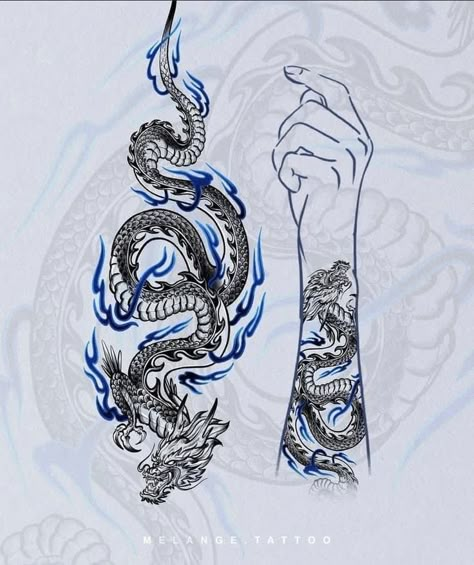 Water Dragon Tattoo, Japanese Dragon Tattoo Meaning, Japanese Water Tattoo, Blue Dragon Tattoo, Gotik Tattoo, Dragon Tattoo Arm, Dragon Tattoo Meaning, Tattoos For Moms With Kids, Dragon Tattoos For Men