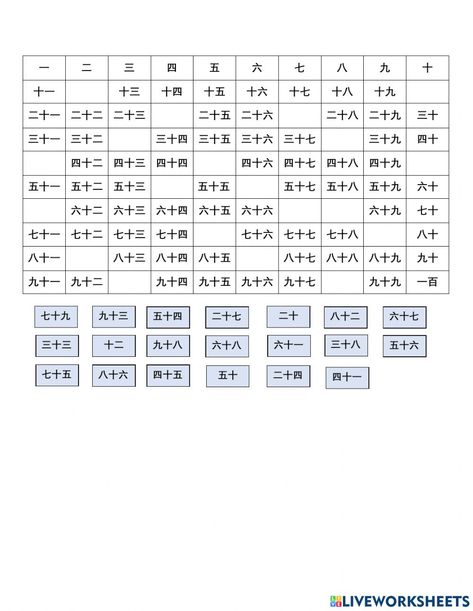 Chinese Number Worksheet, Numbers 1 100 Worksheet, Chinese Numbers, Chinese Language Writing, Number Worksheet, Mandarin Lessons, Numbers 1 100, Bahasa China, Chinese Language Words