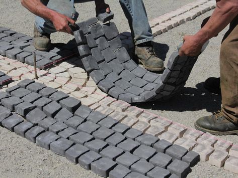 Types Of Pavers, Concrete Paver Mold, Driveway Apron, Cobblestone Patio, Cobblestone Paving, Cobblestone Pavers, Concrete Molds Diy, Paver Molds, Diy Driveway