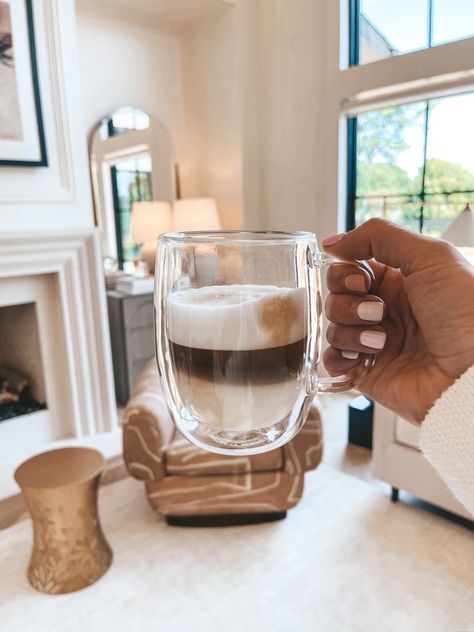 Aesthetic Coffee Mugs, Clear Coffee Mugs, Double Wall Glass, Glass Coffee Cups, Cappuccino Cups, Glass Coffee Mugs, Aesthetic Coffee, Coffee Mug Sets, Cool Mugs