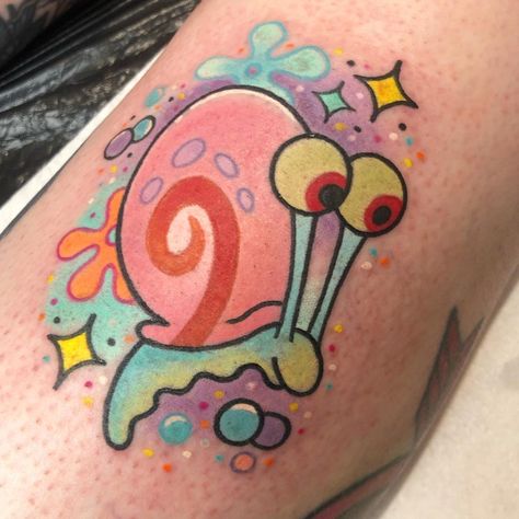 Tattoo Designs With Color, Color Tattoo Designs, Realistic Tattoo Ideas, Gary The Snail, Spongebob Tattoo, Snail Tattoo, Tattoo Designs Unique, Colored Tattoo Design, Unique Tattoo Ideas