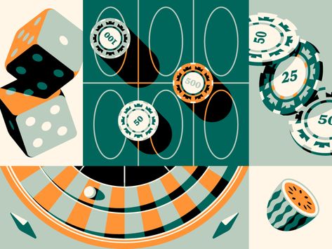 Poker Illustration, Ikko Tanaka, Casino Roulette, 달력 디자인, Amit Shah, Hat Club, Poker Chip, Graphic Poster Art, Casino Night