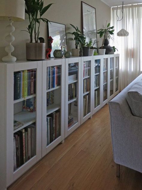 Ikea Billy Hack, Små Rum Lidt Plads, Billy Bookcases, Ikea Billy Bookcase Hack, Bookcase With Glass Doors, Ikea Living Room, Ikea Billy Bookcase, Ikea Billy, Billy Bookcase