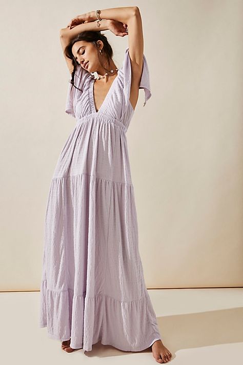 Pretty Summer Dresses, Free People Maxi, Shower Dresses, Grad Dresses, Mod Dress, Flowy Dress, Shop Maxi Dresses, Flutter Sleeves, Retro Outfits