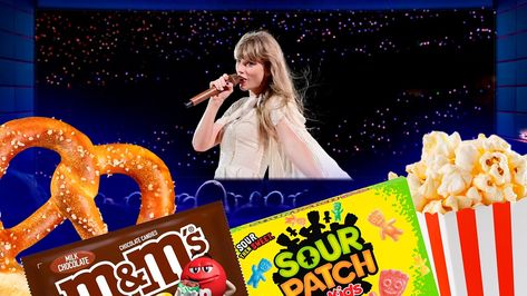 Movie Theater Snacks, Eras Tour Concert, Milk Duds, Junior Mints, Movie Snacks, Sour Patch Kids, Sour Patch, Soft Pretzels, Eat And Drink