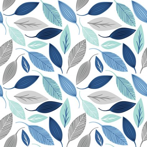 Seamless pattern with leaf blue and silv... | Free Vector #Freepik #freevector #freepattern #freefloral #freeparty #freecard Blue Fabric Pattern, Leaf Pattern Design, Leaves Pattern Design, Blue Patterns, Scandinavian Pattern, Pattern Design Inspiration, Seamless Pattern Design, Floral Party, Peel Stick Wallpaper