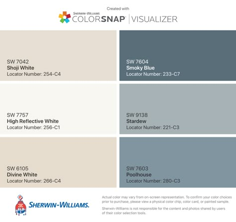 Stardew Paint Sherwin Williams Kitchen, Wherein Williams Blue Gray, Poolhouse Blue Sherwin Williams, Sherwin Williams Poolhouse Blue, Sherman Williams Blues, Divine White Sherwin Williams Walls, Poolhouse Sherwin Williams, Stardew Paint Sherwin Williams, Smoky Blue Bedroom