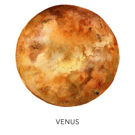 Venus Planet Illustration, Venus Painting Planet, Venus Drawing Planet, Venus Art Planet, Venus Planet Art, Venus Watercolor, Venus Illustration, Venus Planet Color, Venus Drawing