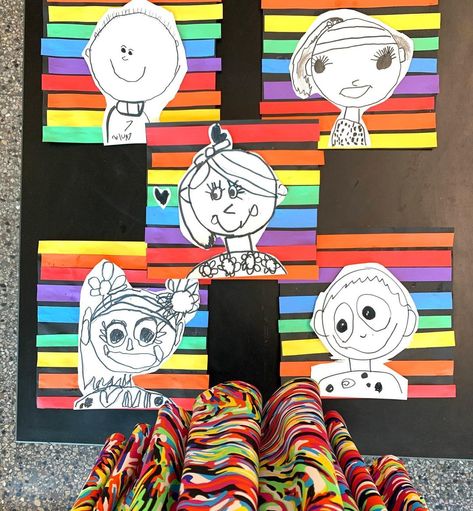 Ashley on Instagram: “When your skirt matches the student art! Pre K self portraits with ROY G BIV backgrounds 🌈 #prek #selfportrait #artprojects #elementaryart…” Roy G Biv Art Project, Roy G Biv, Art Rooms, Elementary Art Rooms, Art Elements, Self Portraits, Elements Of Art, Elementary Art, Student Art