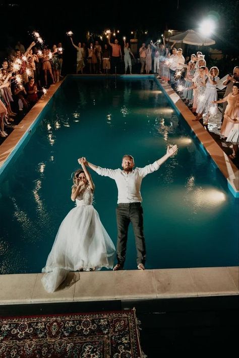 Grand Exit Ideas, Caribbean Elopement, Wedding Pool Party, Pool Wedding, Wedding Ceremony Ideas, Wedding Send Off, Wedding After Party, Wedding Exits, Unity Ceremony