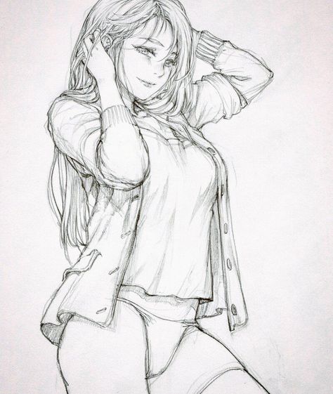 ArtStation - sketch 3p Animation Drawing Sketches, Drawing Anime Bodies, Learn To Sketch, Female Artwork, Animation Art Sketches, Sketch Pencil, Figure Sketching, Art Tools Drawing, Cartoon Girl Drawing