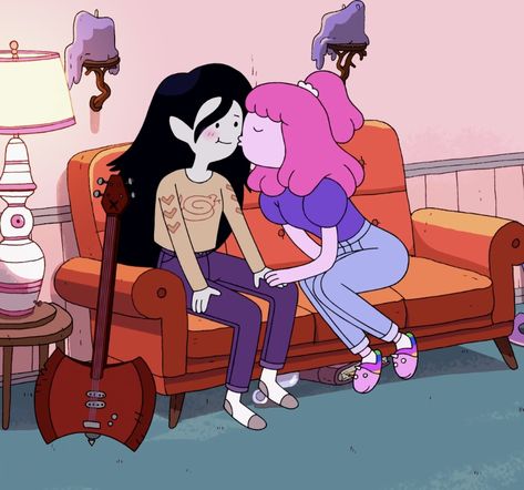 Marceline And Princess Bubblegum, Princess Bubblegum, Adventure Time, Couch, On Twitter, Twitter, High Quality