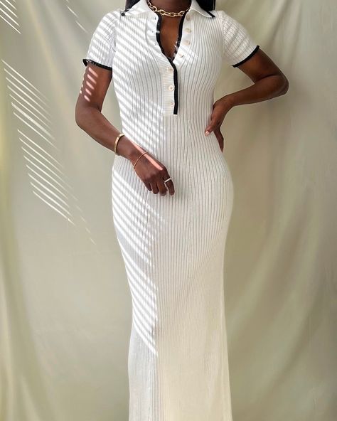 + the ultimate Spring essential in classic black and white contrast details - Contrast Ribbed Polo Midi Dress 🤍🖤 Tap to shop! greigeshop.com Black And White Contrast, Salt Light, Ribbed Texture, White Midi Dress, Swimwear Accessories, Set Dress, Classic Black, Dress Length, Oh My