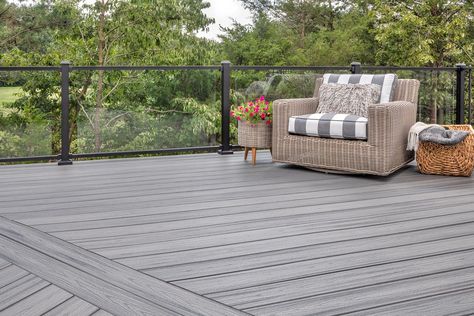 Grey Decking Ideas, Trek Deck Ideas, Grey Deck Paint, Composite Deck Ideas, Grey Composite Decking, Composite Decking Ideas, Grey Decking, Composite Decking Colors, Decking Designs