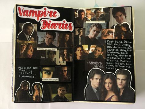 Vampire Diaries Journal, Series Journal, Vampire Drawings, Dance Moms Cast, Aesthetic Era, The Vampire Diaries 3, Vampire Diaries Cast, Scrapbook Book, Bullet Journal Diy