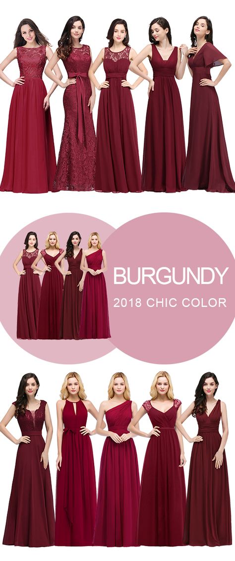 Burgundy Bridesmaid Dress - 2018 Chic Color Maids Of Honor Dresses, Maid Of Honor Dresses, Burgundy Bridesmaid Dress, Wine Bridesmaid Dresses, Dark Blue Wedding, Victorian Gown, Bridesmaid Dresses 2018, Fall Bridesmaid Dresses, Burgundy Bridesmaid