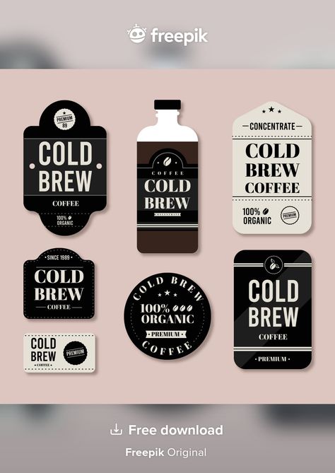 Label Minuman, Cold Brew Packaging, Coffee Branding Design, Coffee Art Drawing, Coffee Labels, Coffee Menu Design, Logo Design Coffee, Coffee Label, Labels Design