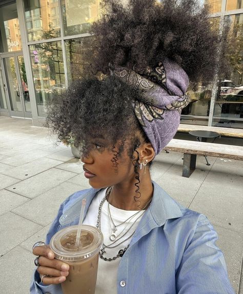 4c Hairstyles With Scarf, Natural Hair Scarf, Loc Ideas, Curly Natural Hair, Headwrap Hairstyles, Hairstyle Curly, Hair Scarf Styles, Scarf Hair, Head Scarf Styles