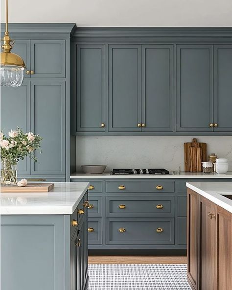 Simplee DIY Sherwin Williams Grey, French Blue Kitchen, Closet Paint, Blue Kitchen Cabinet, Cottage Front Door, Perfect Grey Paint Color, Build A Headboard, Upgrade Home, Sherwin Williams Blue