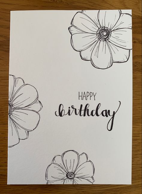 Happy Birthday Card With Flowers, Birthday Gesture Idea, Birthday Cards Writing, Diy Card Design, Cute Simple Card Ideas, Birthday Cards Drawing Ideas, Birthday Card Flowers Drawing, Card Ideas For Best Friend Birthday, Uniquely Creative Cards