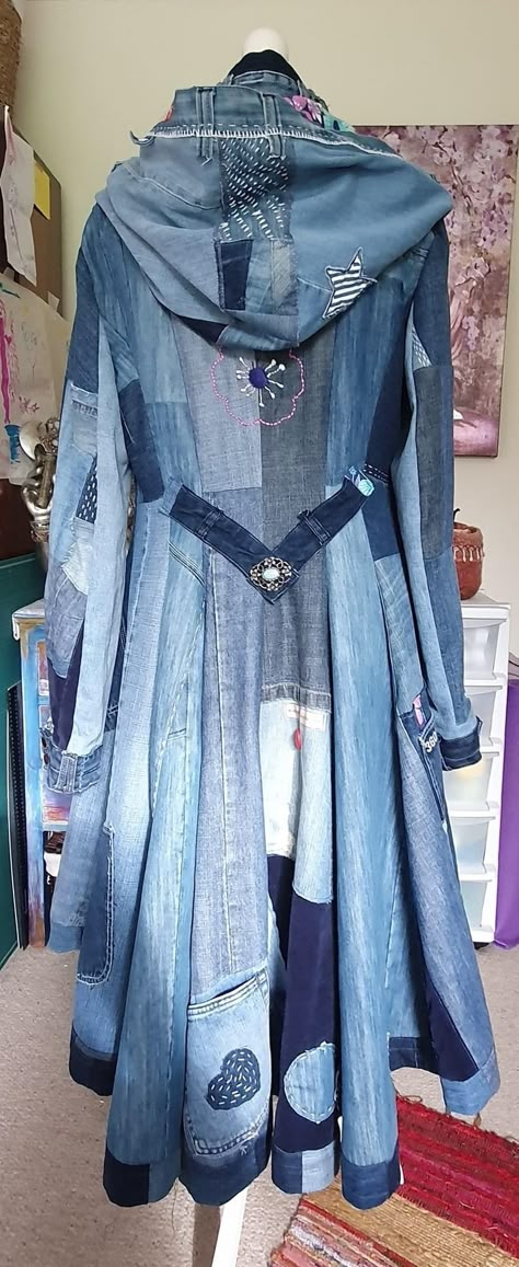 Upcycled Denim Coats & Jackets, Wearable Art Clothing Recycled Altered Couture, Recycled Fashion Upcycling, Refashion Clothes Upcycling, Slow Clothing, Altered Clothes, Denim Diy Clothes, Upcycled Jackets, Upcycle Clothing