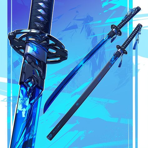 Katanas Fantasy Art, Fantasy Swords Concept Art, Anime Swords, Fantasy Swords, Super Powers Art, Fantasy Props, Cool Swords, Dungeons And Dragons Homebrew, Samurai Swords