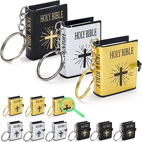 Amazon.com : Bible Keychain, 12 PCS Miniature Real Bible Key Chains Handbag Pendant Xmas Gift with Magnifying Glass : Office Products Bible Key, Bible Keychain, Mini Bible, Brand Purpose, Glass Office, Bible For Kids, Novelty Items, Magnifying Glass, Fun Decor