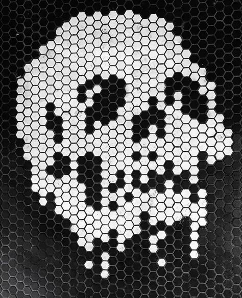 Tile Work / Black Sands Beer / Skull / Black and White Mosaic Floor Tile Bathroom, Skull Black And White, Goth Kitchen, Warehouse Home, Mosaic Floor Tile, Mosaic Tile Art, Black And White Interior, Goth Home, Custom Mosaic