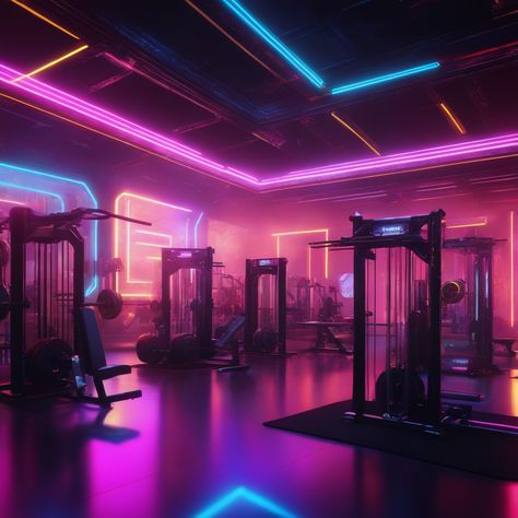 gym equipments in the disco environment Futuristic Gym, Birthday Painting, Dads Birthday, Gym Interior, Gym Ideas, Pattaya, Aesthetic Images, Home Gym, Liverpool