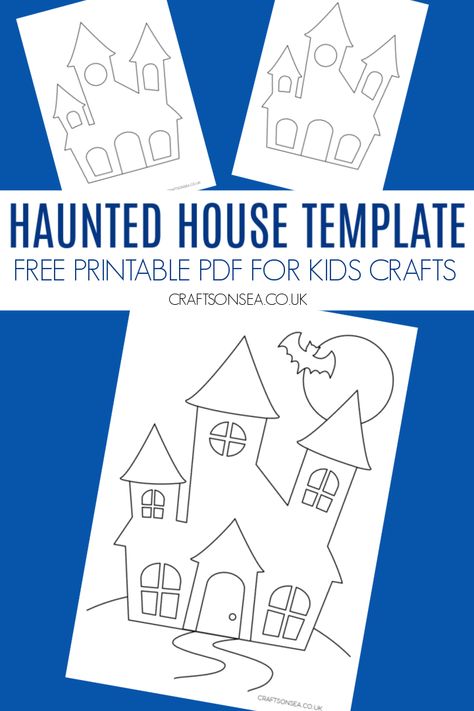 Haunted House Template (FREE Printable PDF) Haunted House Array Craft, Haunted House Crafts Preschool, Inside A House That Is Haunted Activity, Haunted House Templates Free Printable, Haunted House Preschool Activities, Haunted House Arrays, Kindergarten Art Projects Halloween, Haunted House Free Printable, H Is For Haunted House Preschool