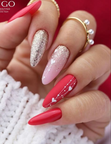 Heart Nail Designs, Valentine Nail Art, February Nails, Nail Designs Valentines, Her Nails, Heart Nails, Chic Nails, Fancy Nails, Nail Arts