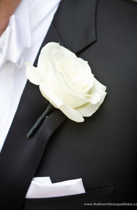 boutonniere Boutonniere Simple, French Bouquet, White Rose Boutonniere, White Boutonniere, Event Florals, Rose Boutonniere, Wedding Crashers, Gold Bridesmaids, Bright Wedding