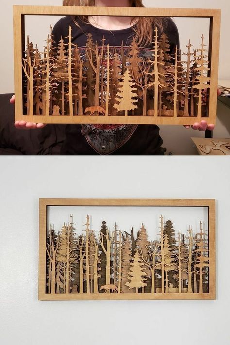 Trendy Wall Art Ideas 2023 | Wood Wall Art | Interior Design | Home Decor Ideas Mountain Wood Art, Wood Laser Ideas, Laser Cut Decor, Woodcut Art, Carved Wood Wall Art, Laser Cut Wood Crafts, Art Interior Design, Laser Engraved Ideas, Layered Art