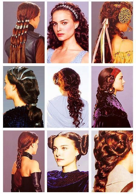 Natalie Portman's Hair Designs - Episode 2 & 3 Padme Hair, Star Wars Hairstyles, Star Wars Hair, Disfraz Star Wars, Space Hair, Padmé Amidala, Queen Amidala, Star Wars Padme, Star Wars Fashion