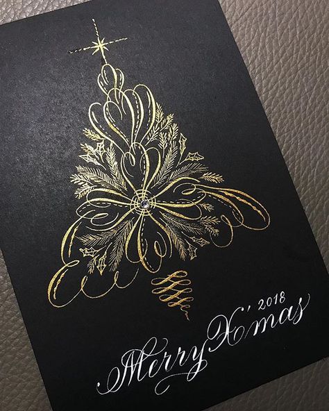 Last card for this Christmas 🎄seeing everyone creating their own ornament Christmas tree, I tried to make my own one, hope my dear love… Calligraphy Decoration, Calligraphy Flourishes, Calligraphy Christmas Cards, Calligraphy Christmas, Dear Love, Memorial Beads, Flourish Calligraphy, Calligraphy Artist, Christmas Calligraphy