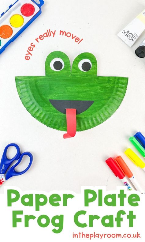 Fun Paper Plate Frog Craft With Moving Eyes Frogs Arts And Crafts For Kids, Frog Puppet Craft, Elementary School Craft, Frog Puppet, Frog Craft, Frog Activities, Free Printable Crafts, Moving Eyes, Frog Crafts