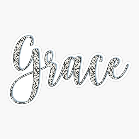 Dalmatian pattern Grace name Dalmatian sticker, custom name sticker for Grace Grace Lettering Fonts, Grace Typography, Grace Lettering, Grace Calligraphy, Grace Name, Yarn Decor, Dalmatian Pattern, Name Calligraphy, Fancy Writing