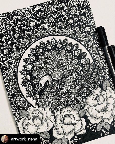 Mandala Bride, Hard Mandala Art, Peacock Mandala Art, Mandala Creative, Easy Mandala Drawing, Boho Art Drawings, Mandala Art Therapy, Zen Doodle Art, Seni Dan Kraf