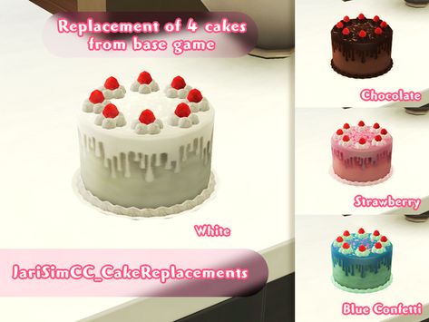 JariSimCC Cake Replacements | JariSimCC on Patreon Sims4 Food, Chocolate Cake Strawberry, Sims Cheats, Sims Food, Ts4 Mods, The Sims 4 Pc, Pelo Sims, Cake Strawberry, Sims 4 Cc And Mods